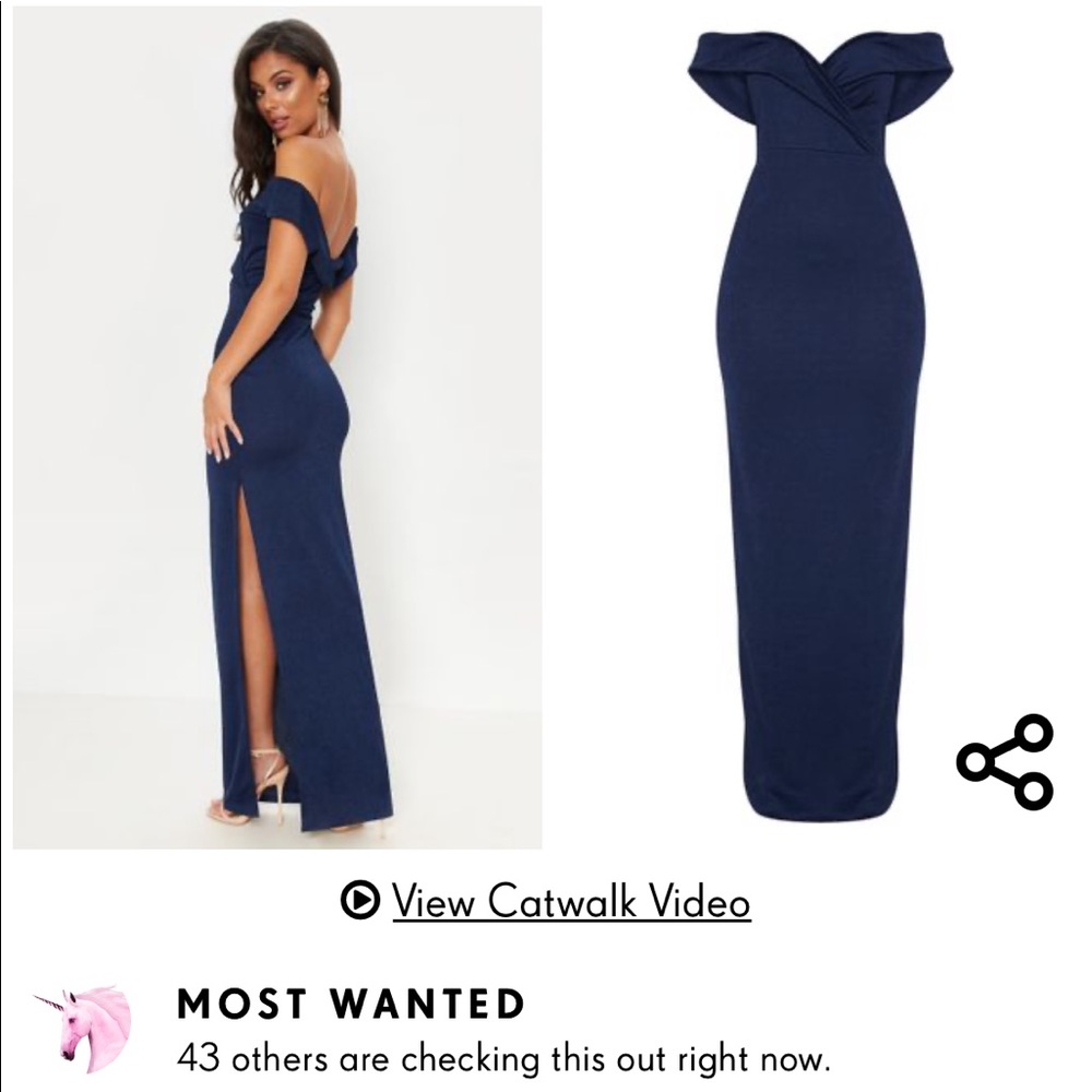 PrettyLittleThing Navy Maxi Dress
